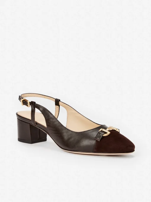 Agyness Suede u0026 Leather Slingback Heels