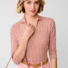 Aida 3/4 Sleeve Top in Blooms Geo