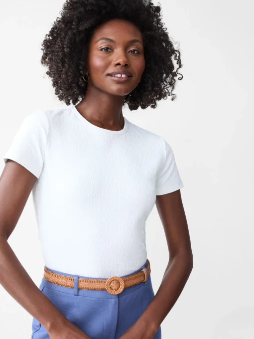 Allie Cap Sleeve Tee in Riptide Jacquard