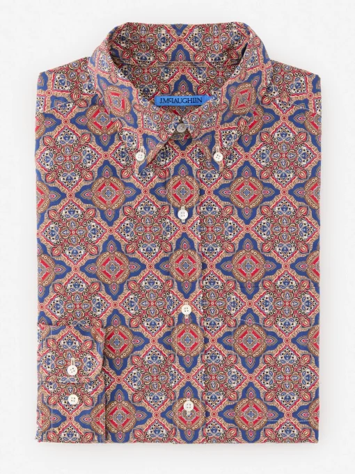 Collis Classic Fit Shirt in Mini Paisley Tile