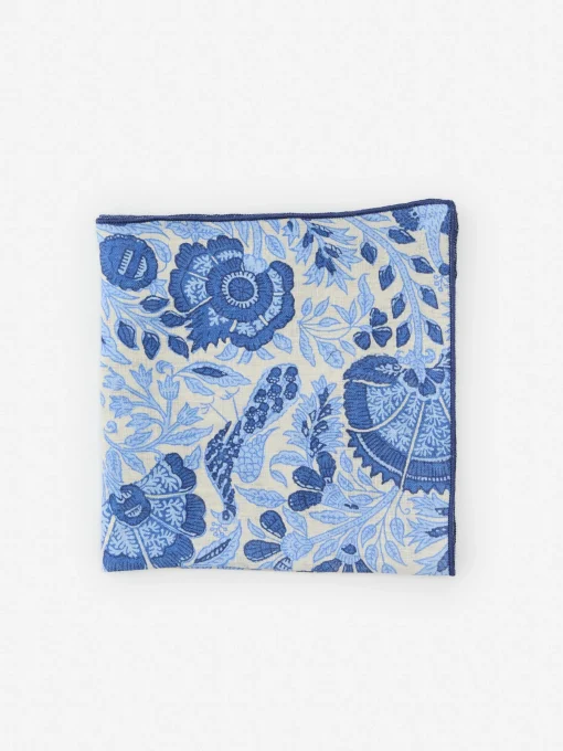 Linen Pocket Square in Eastern Blooms