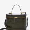 Lyla Leather Bucket Bag in Croc