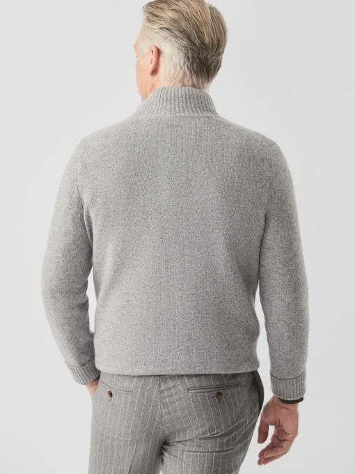Mock Neck Cashmere Henley Sweater