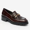 Monika Lug Sole Leather Loafers in Croc