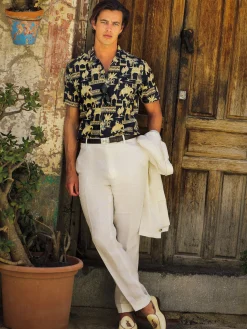 Oxford Linen Pants in Herringbone